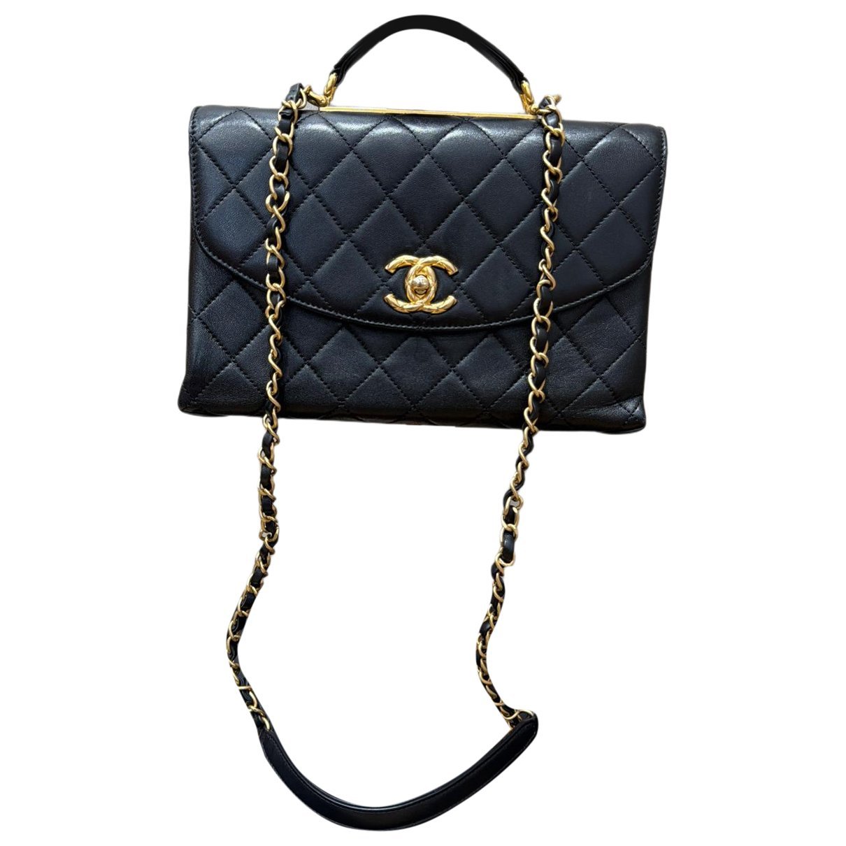 Trendy CC Top Handle leather handbag