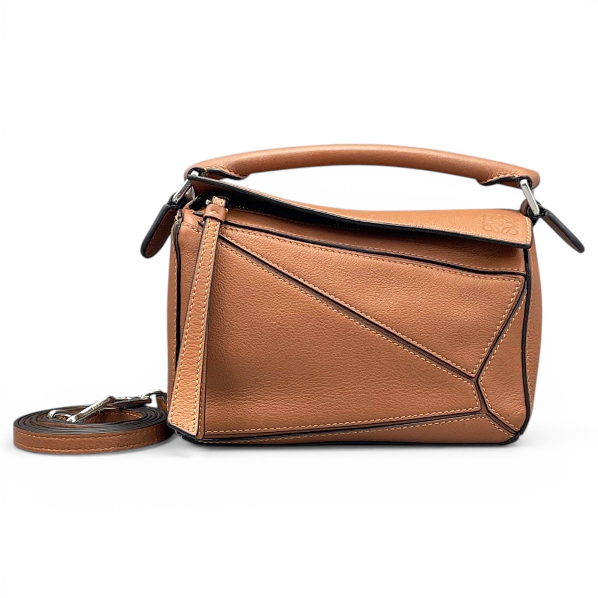 Puzzle leather handbag