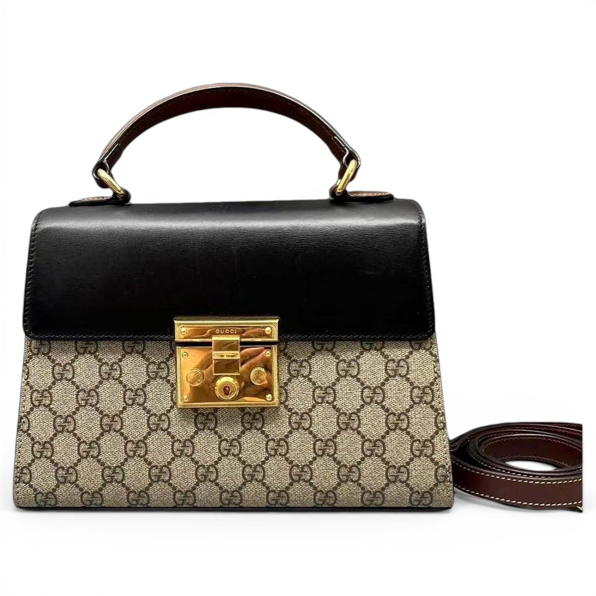 Padlock leather handbag