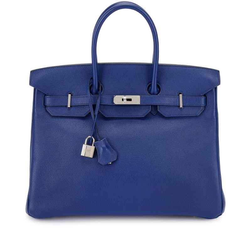Limited Edition Bleu Saphir Novillo and Toile H Sea Surf & Fun Birkin 35 Palladium Hardware, 2018