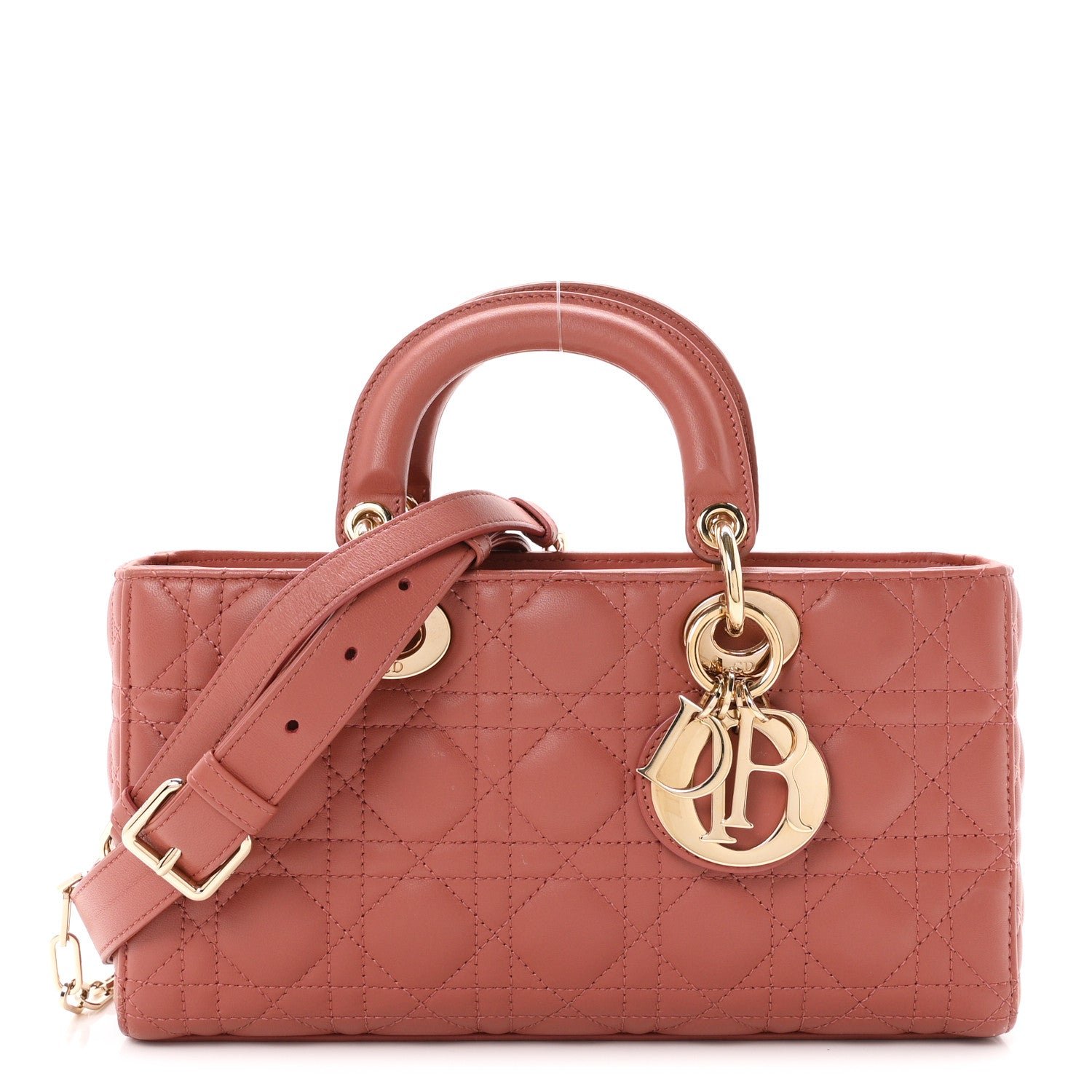 Christian Dior Lambskin Cannage Medium Lady D-Joy Ethereal Pink