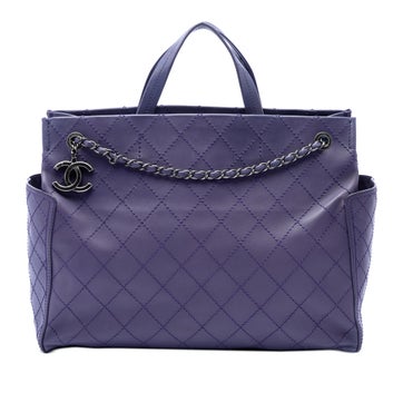 Chanel Calf Leather Large CC Quilted Calfskin Pocket Tote