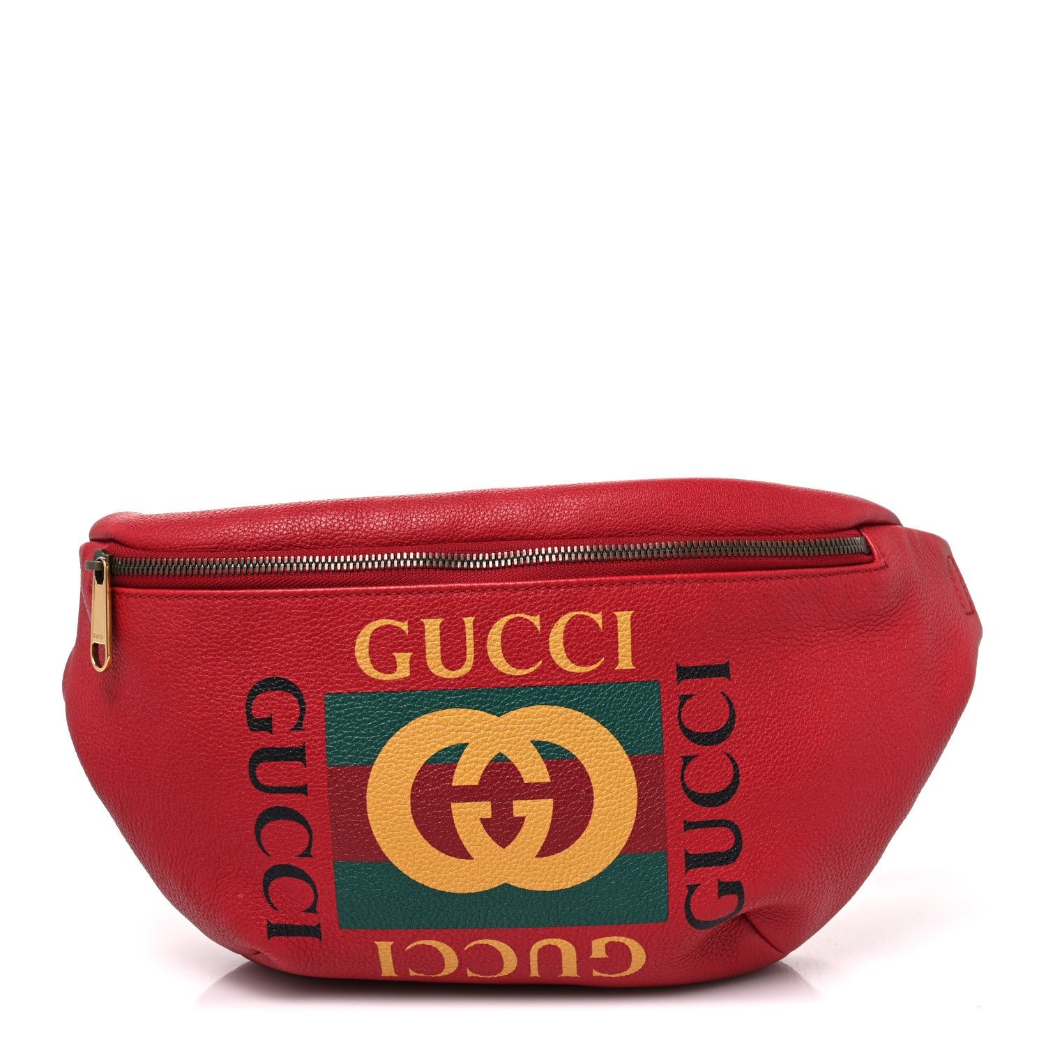 Gucci Grained Calfskin Logo Belt Bag Hibiscus Red Hibiscus Red