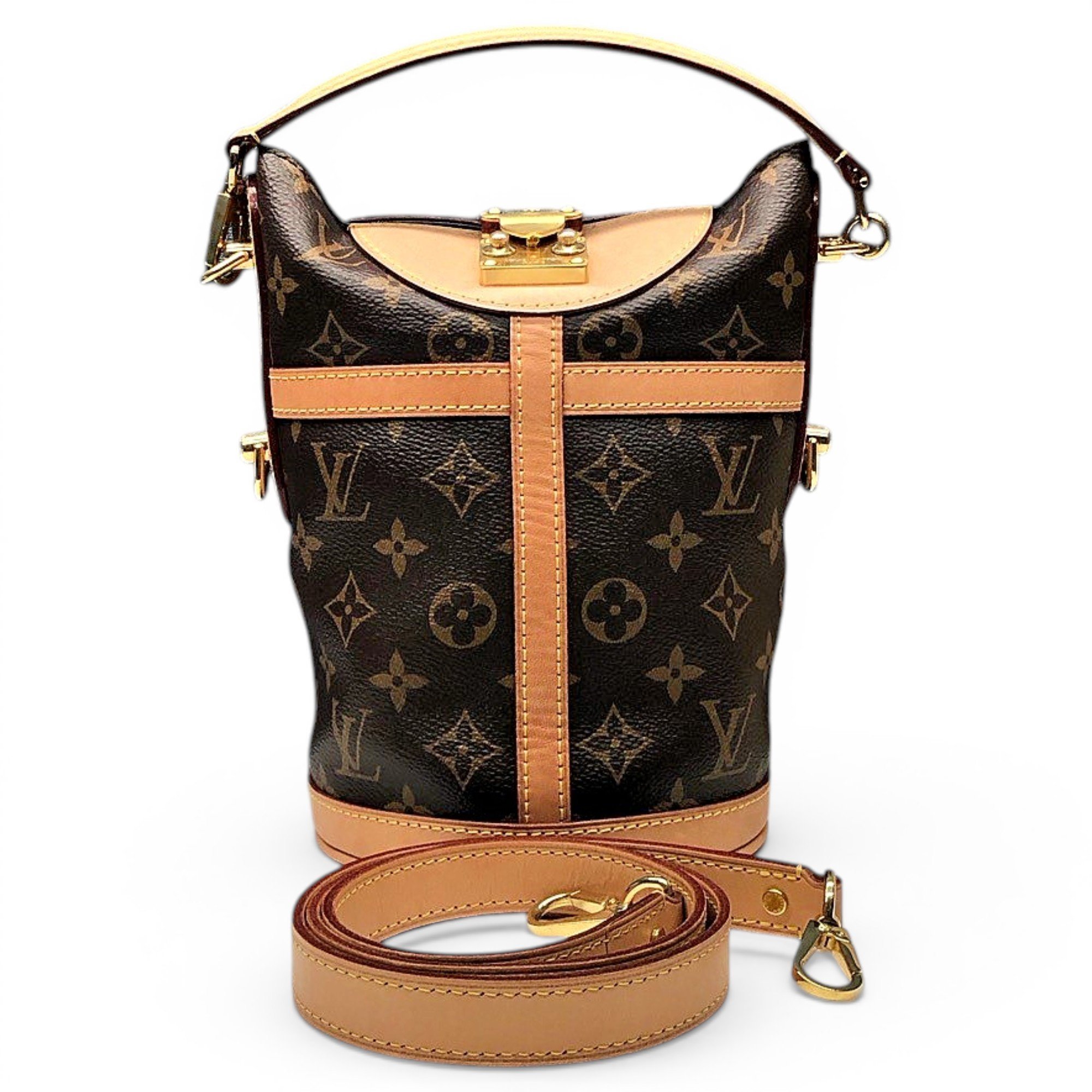 Duffle leather handbag