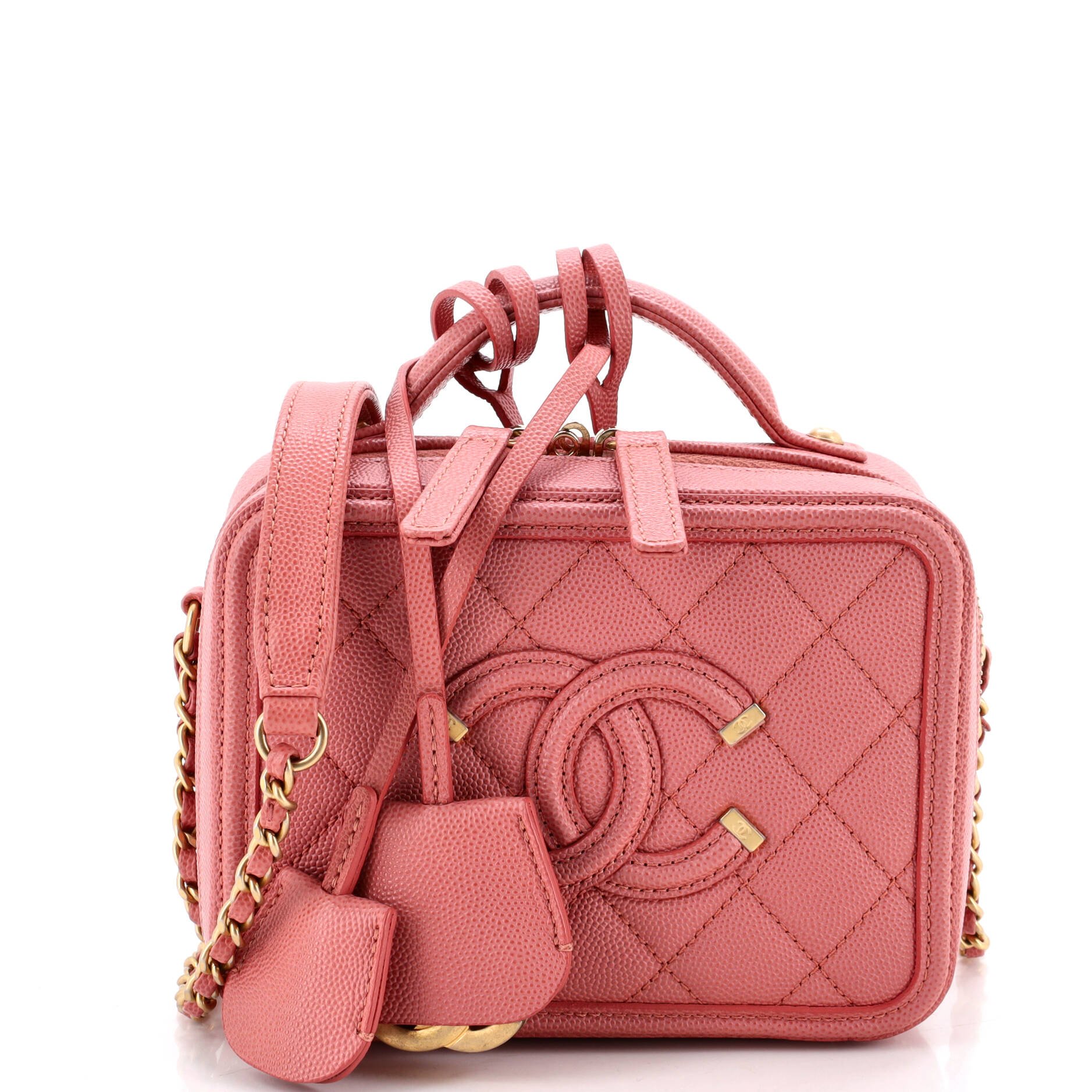 Filigree Vanity Case Quilted Caviar Small