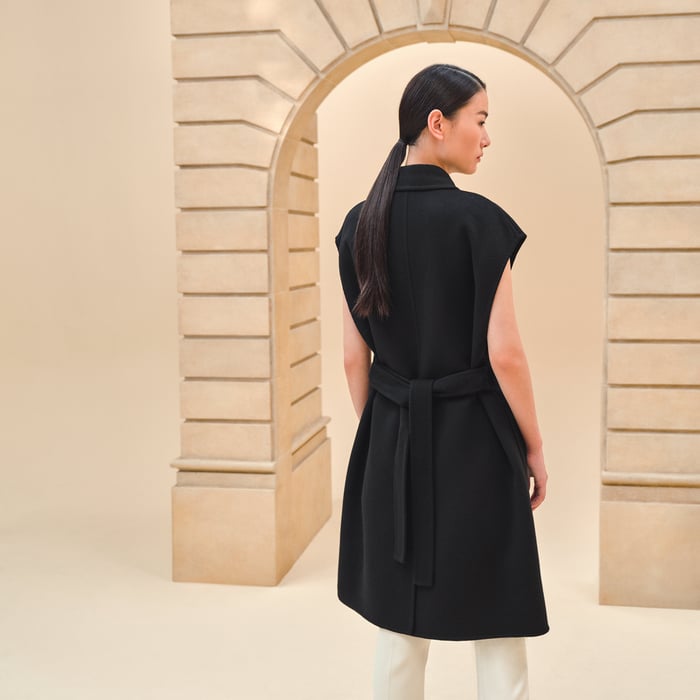 Noir Belted Cashmere Long Vest