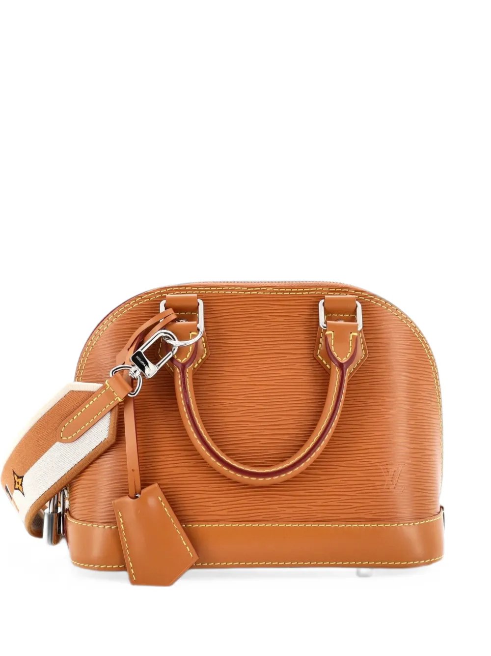 Alma Handbag Epi Leather with Logo Jacquard Strap BB shoulder bag