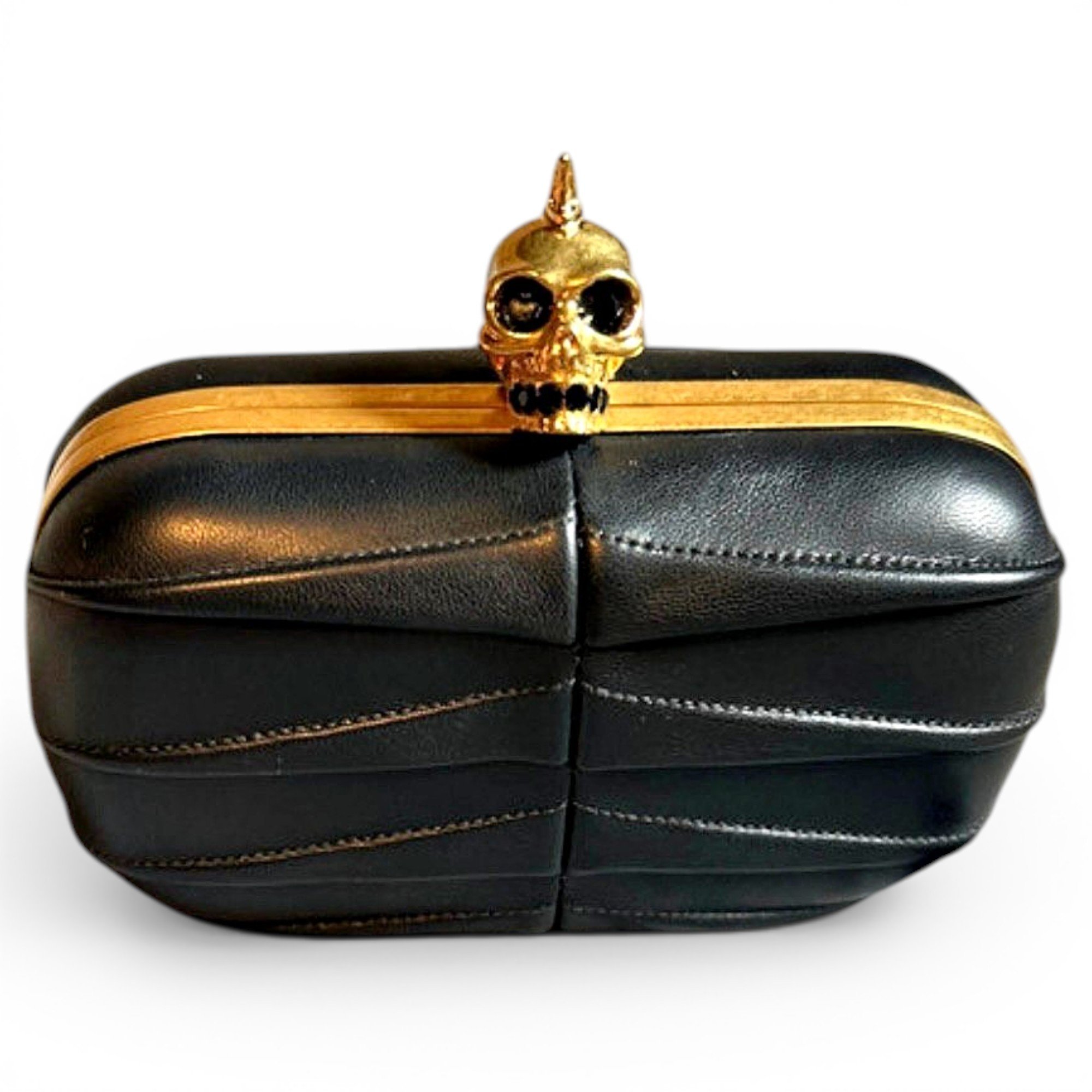 Skull leather clutch bag