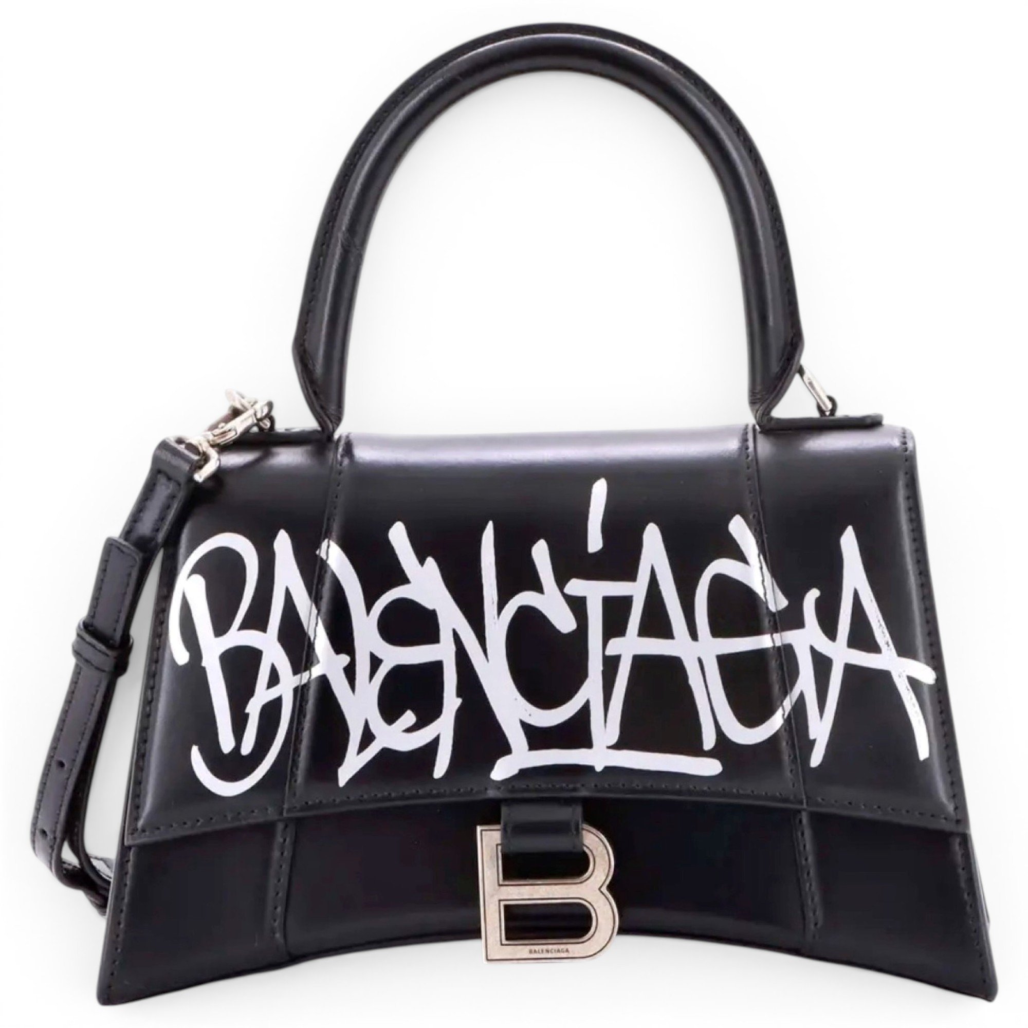 Hourglass leather handbag
