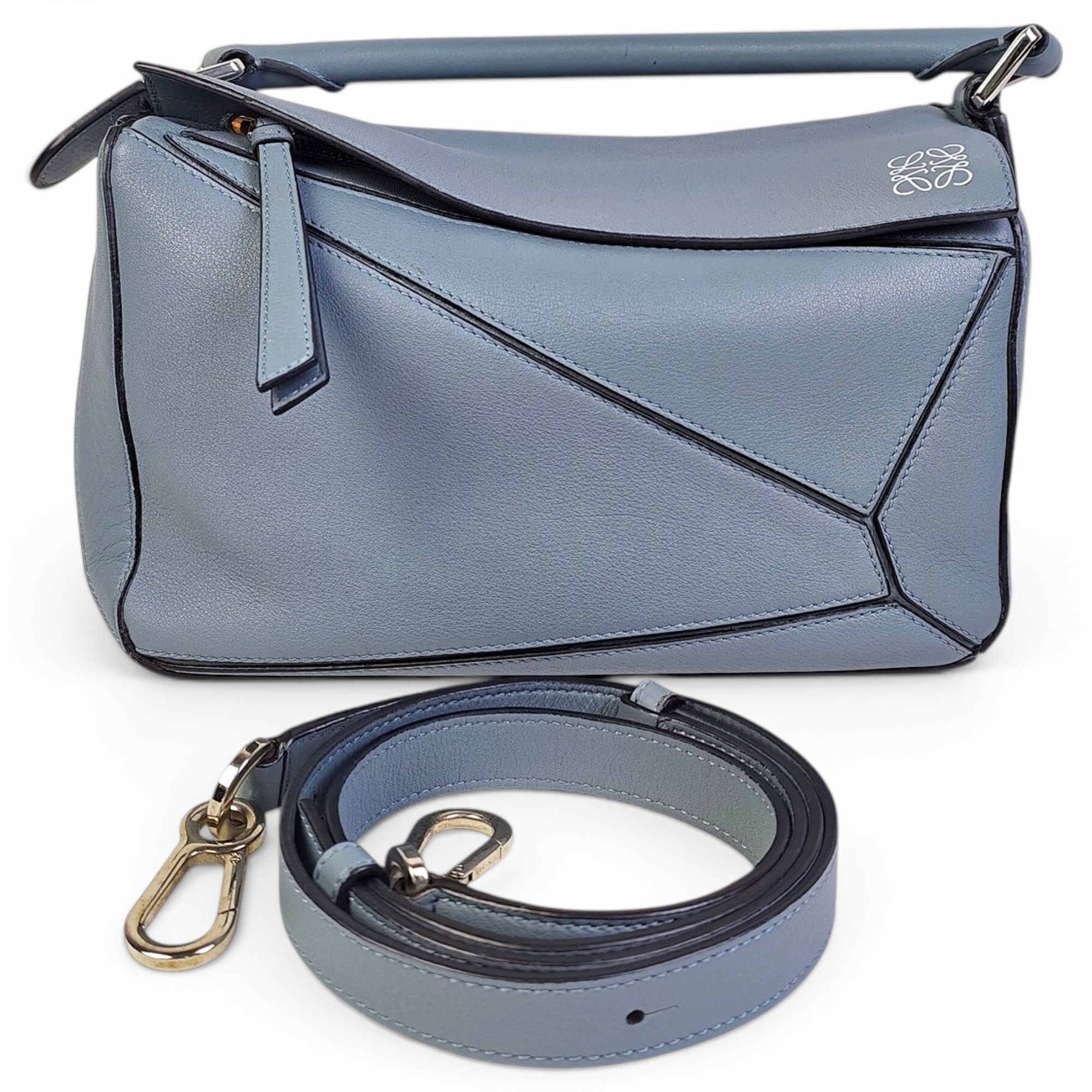 Puzzle leather handbag