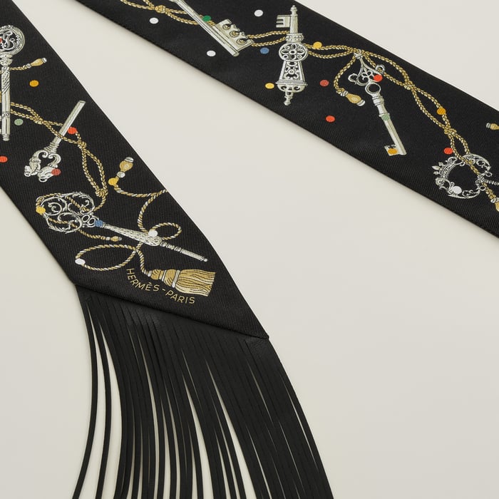 Les Cles a Pois Leather Fringes Twilly