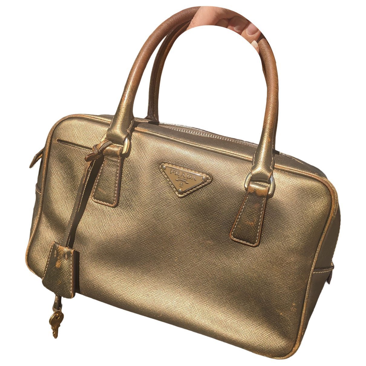 Bowling leather handbag