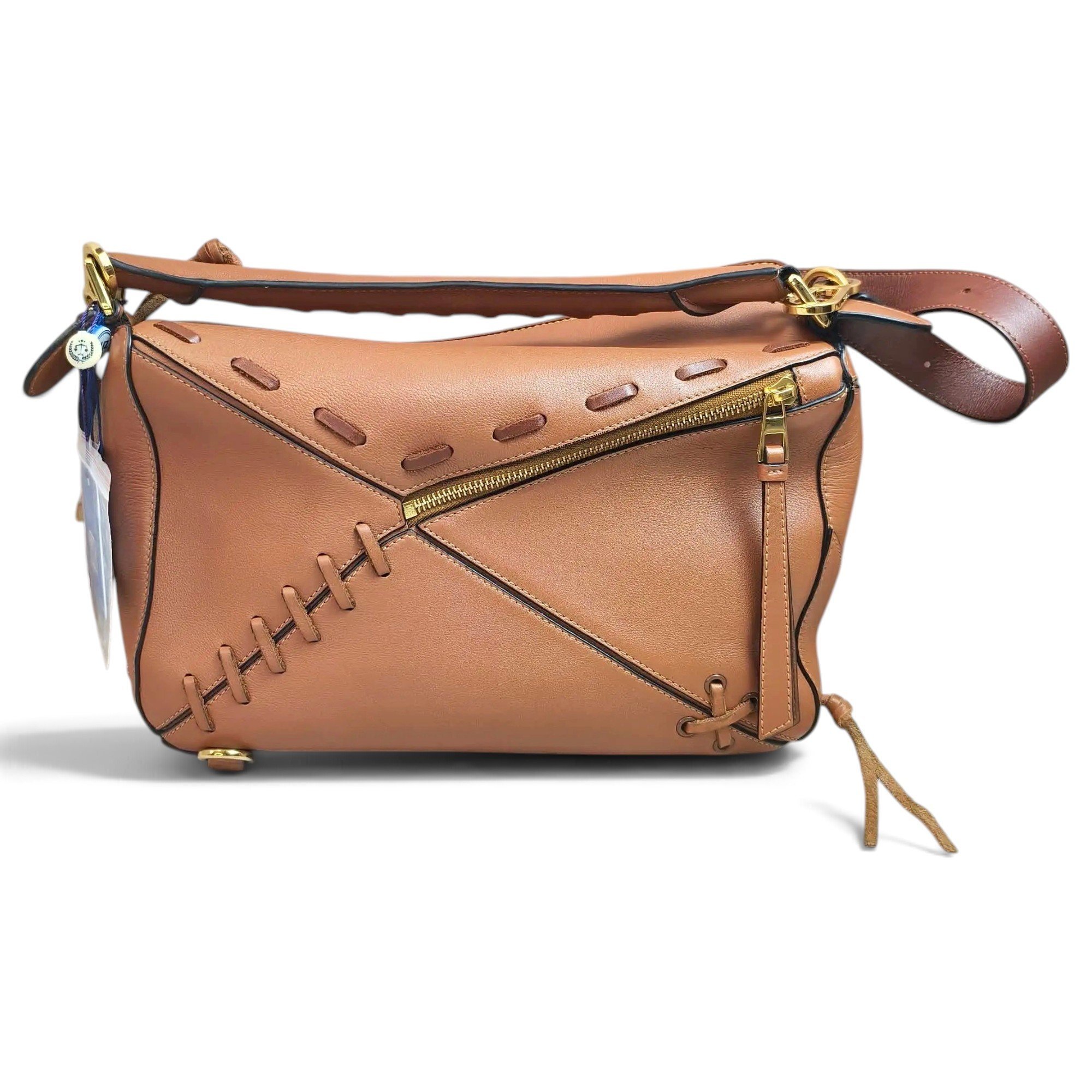 Puzzle leather handbag