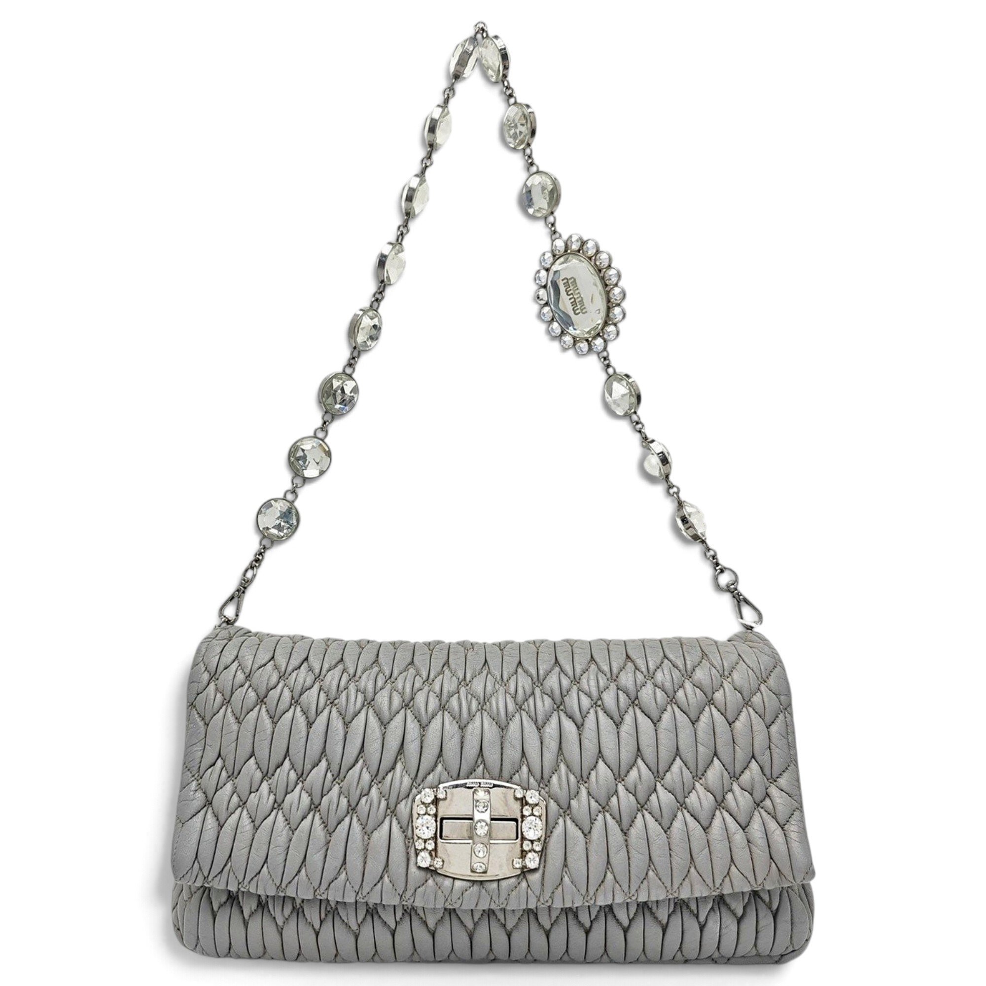 Miu Crystal leather handbag