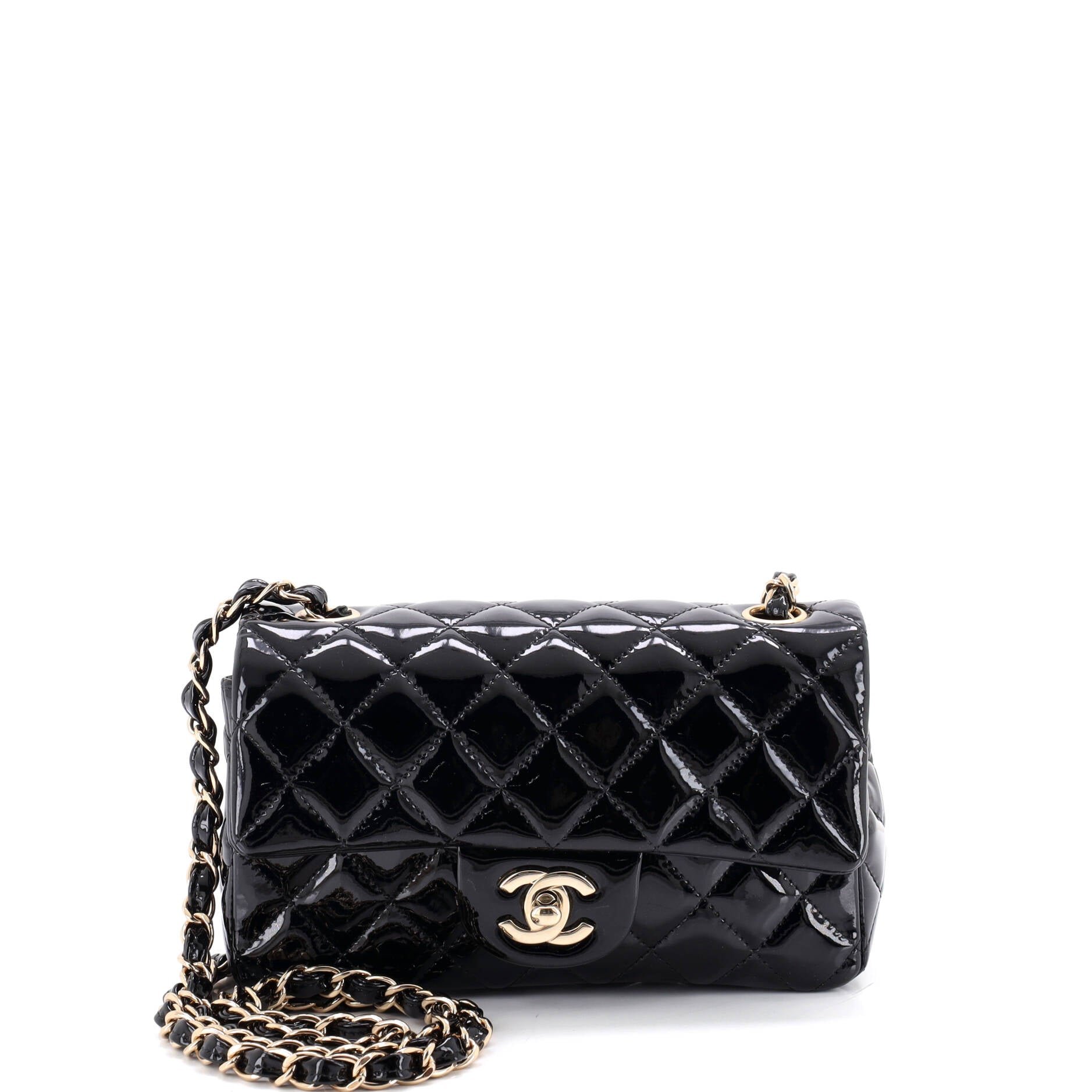 Classic Single Flap Bag Quilted Patent Mini
