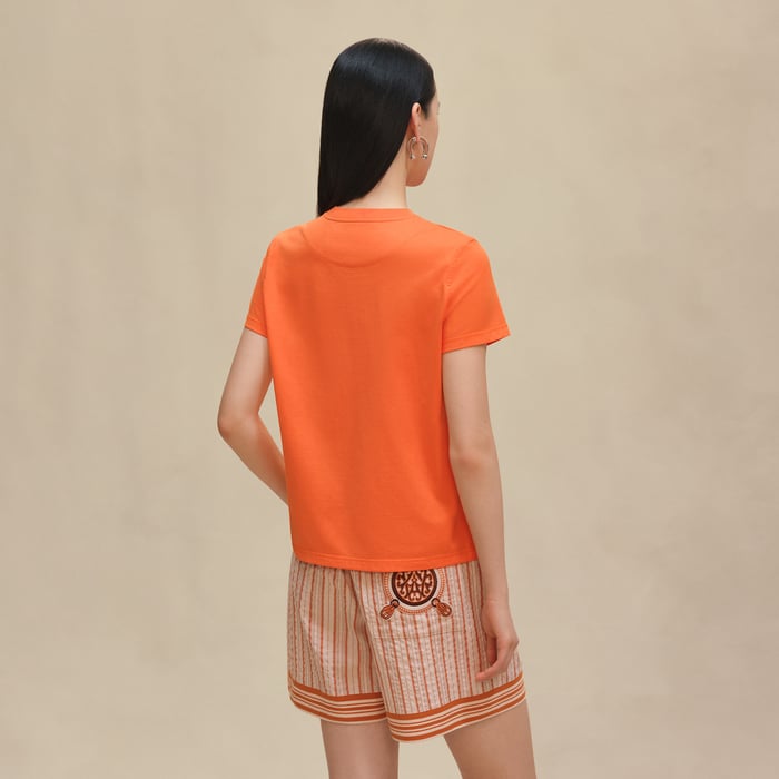 Orange Pop Embroidered Pocket T-shirt