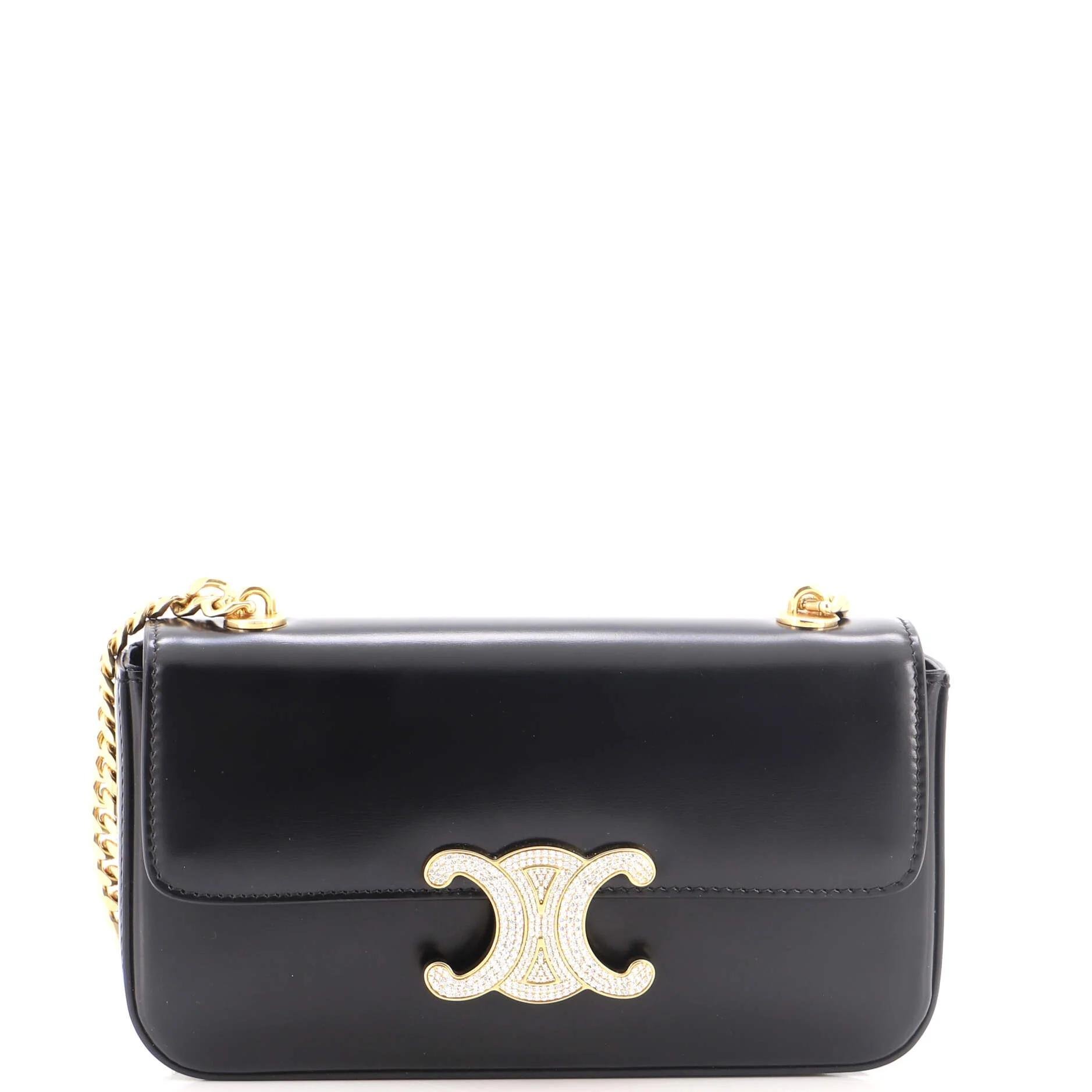 Triomphe chain leather handbag