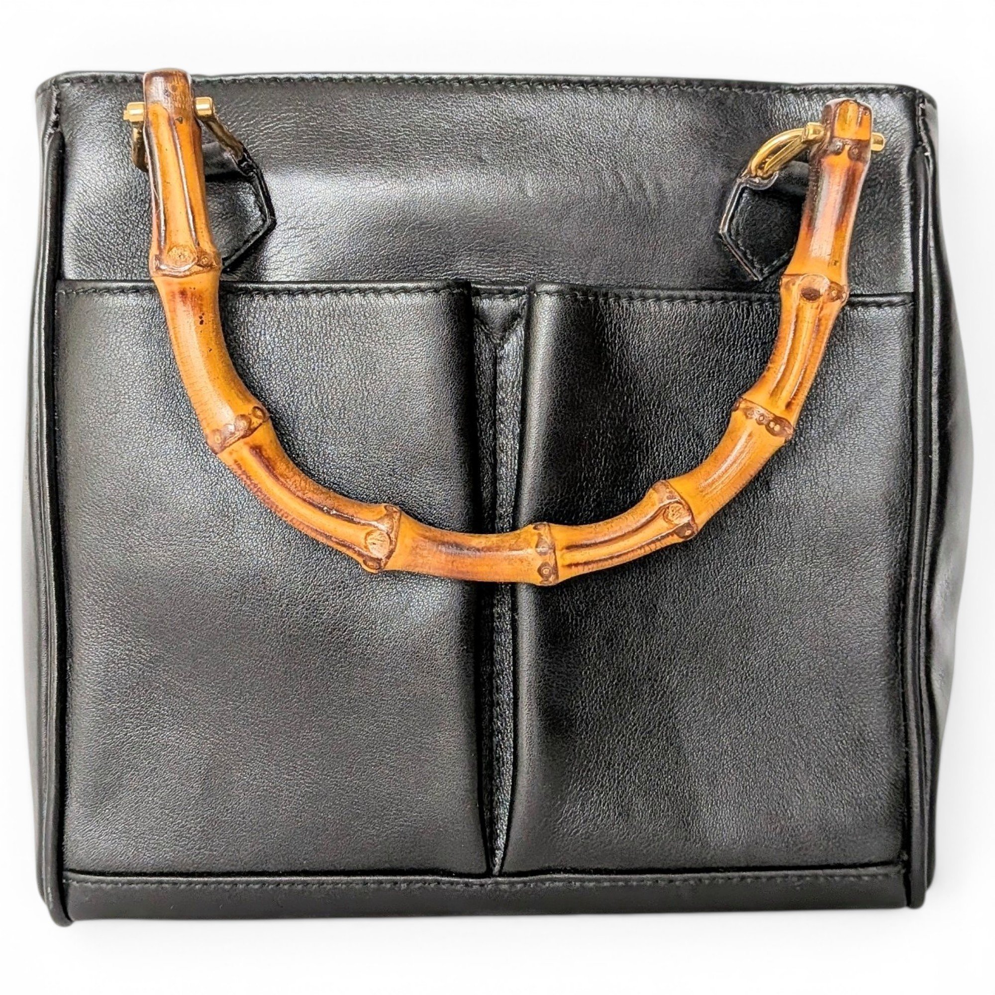 Bamboo Convertible Front Pocket leather handbag