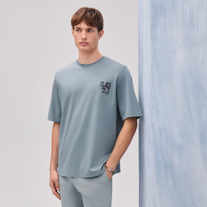 Eucalyptus "H Puzzle" T-shirt With Leather Detail