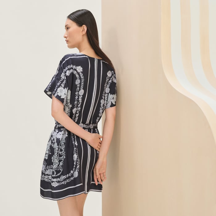 Bleu Noir "Bride De Gala En Fleurs" Belted Tunic