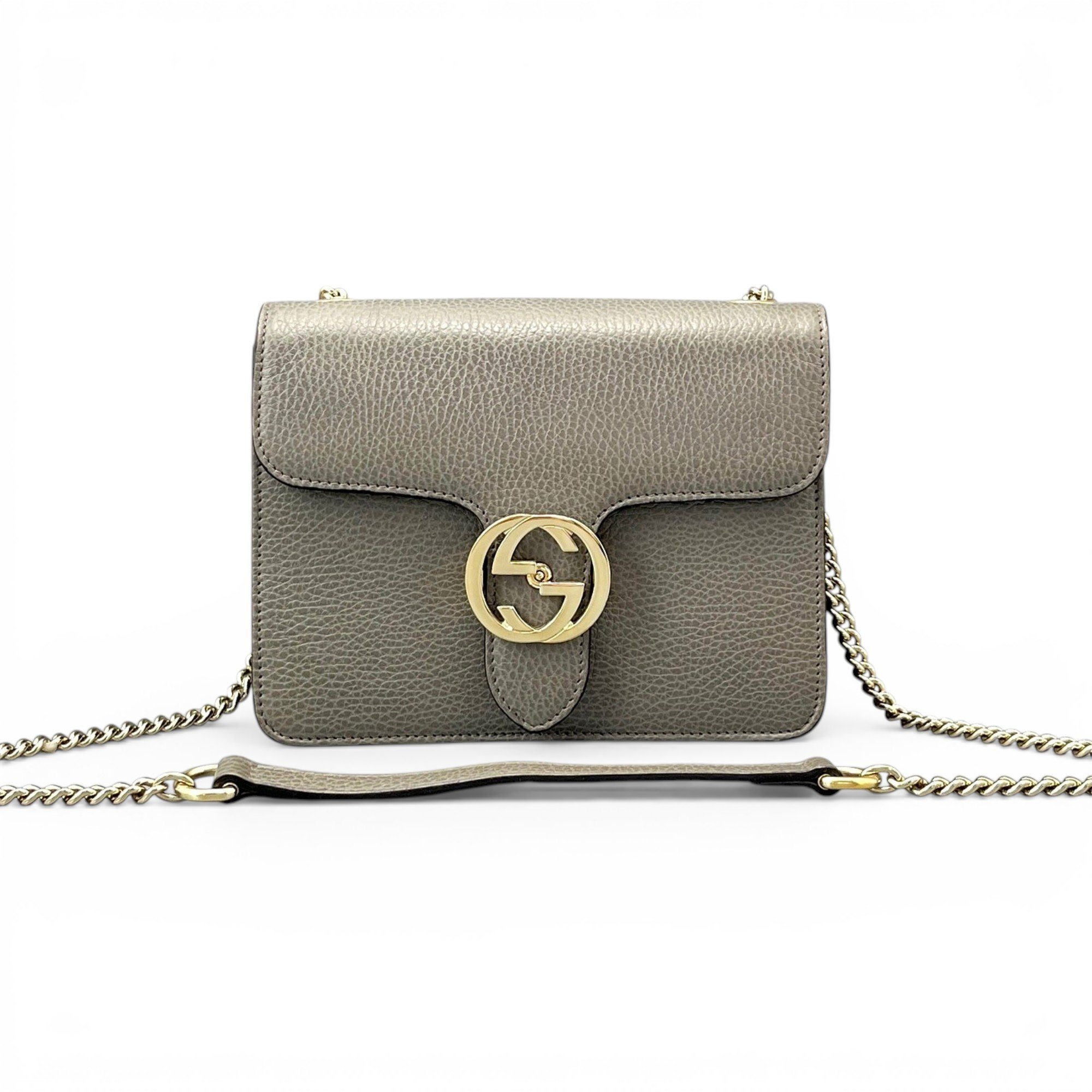 Interlocking leather handbag