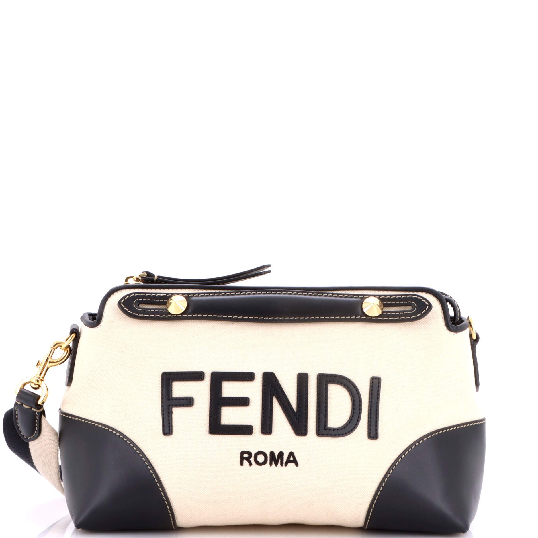 Fendi Logo By The Way Satchel Canvas and Leather Medium