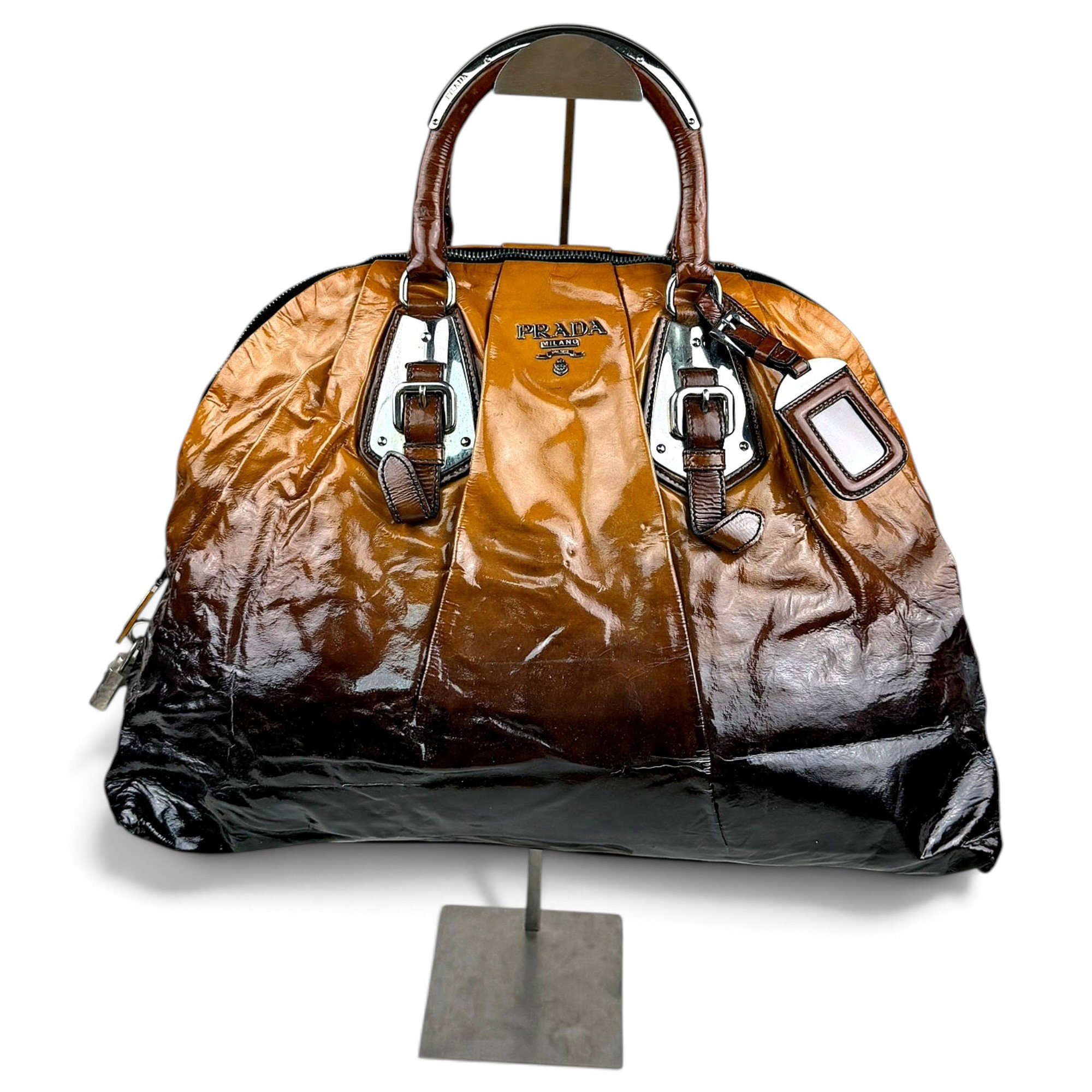 Bowling patent leather handbag