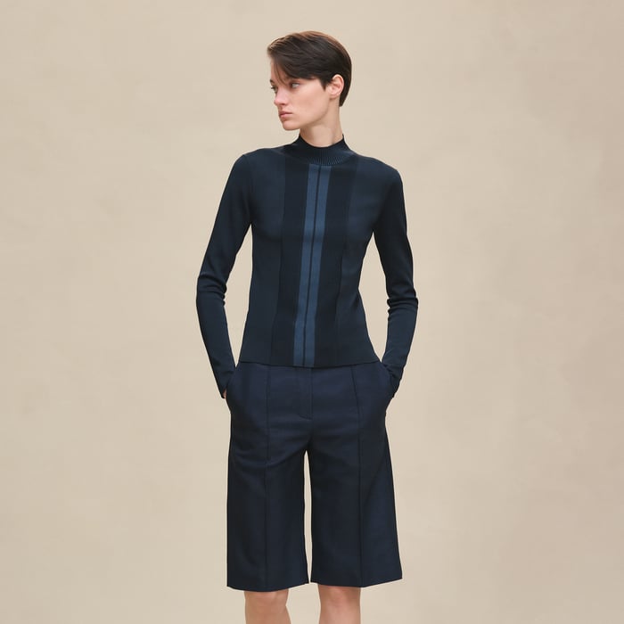 Bleu Noir Cashmere Long-sleeve Sweater