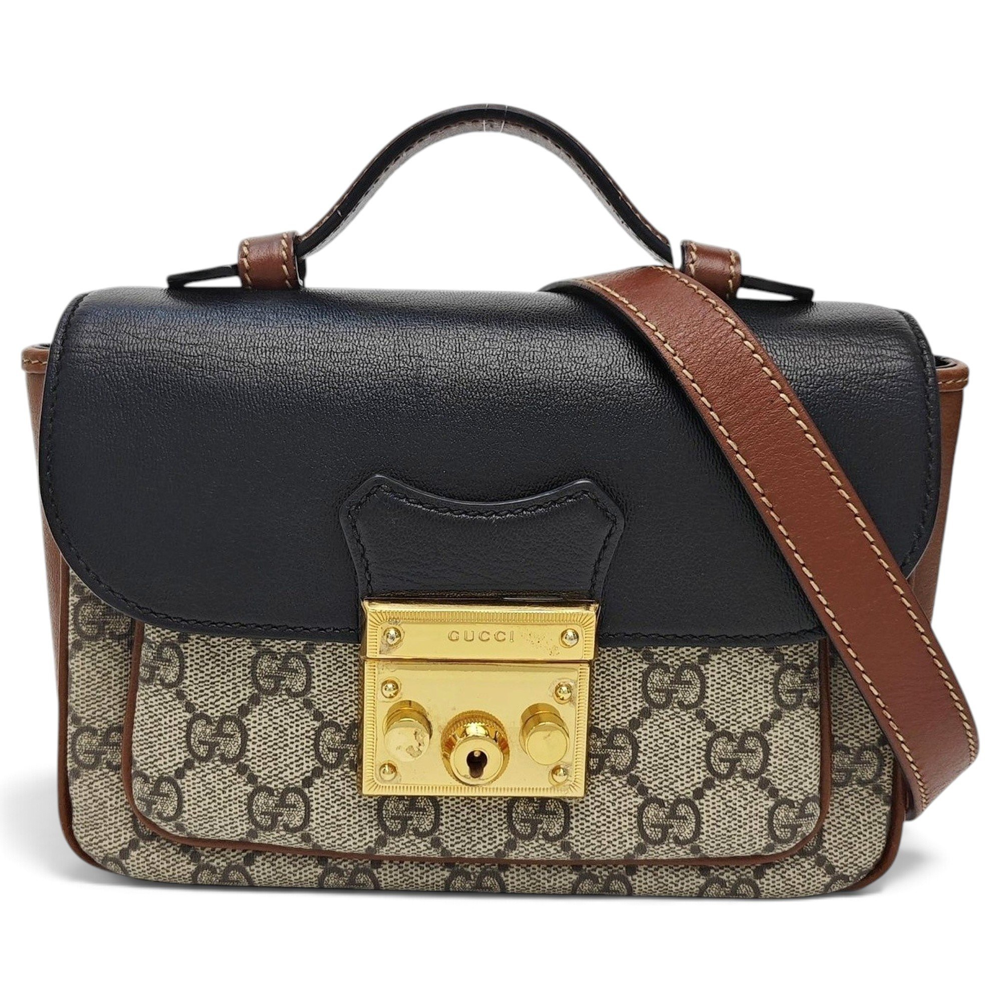 Padlock leather handbag