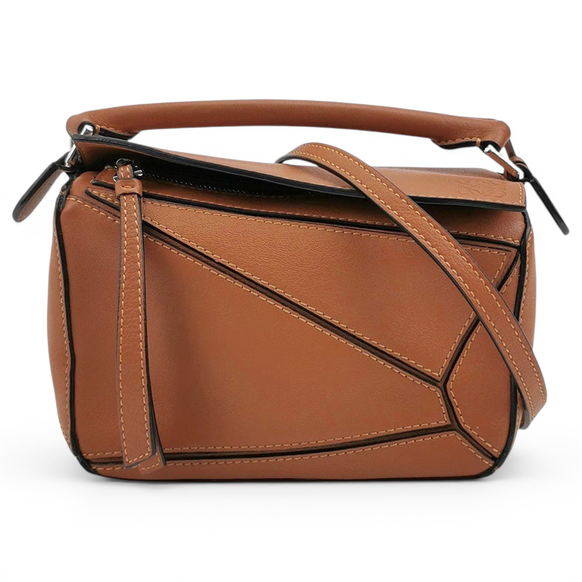 Puzzle leather handbag