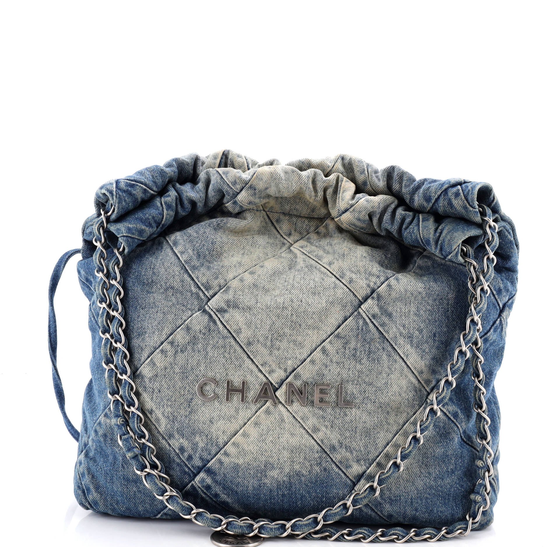 22 Chain Hobo Quilted Denim Small