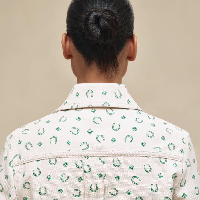 Beige Glaise "Porte-bonheur Bandana" Denim Jacket