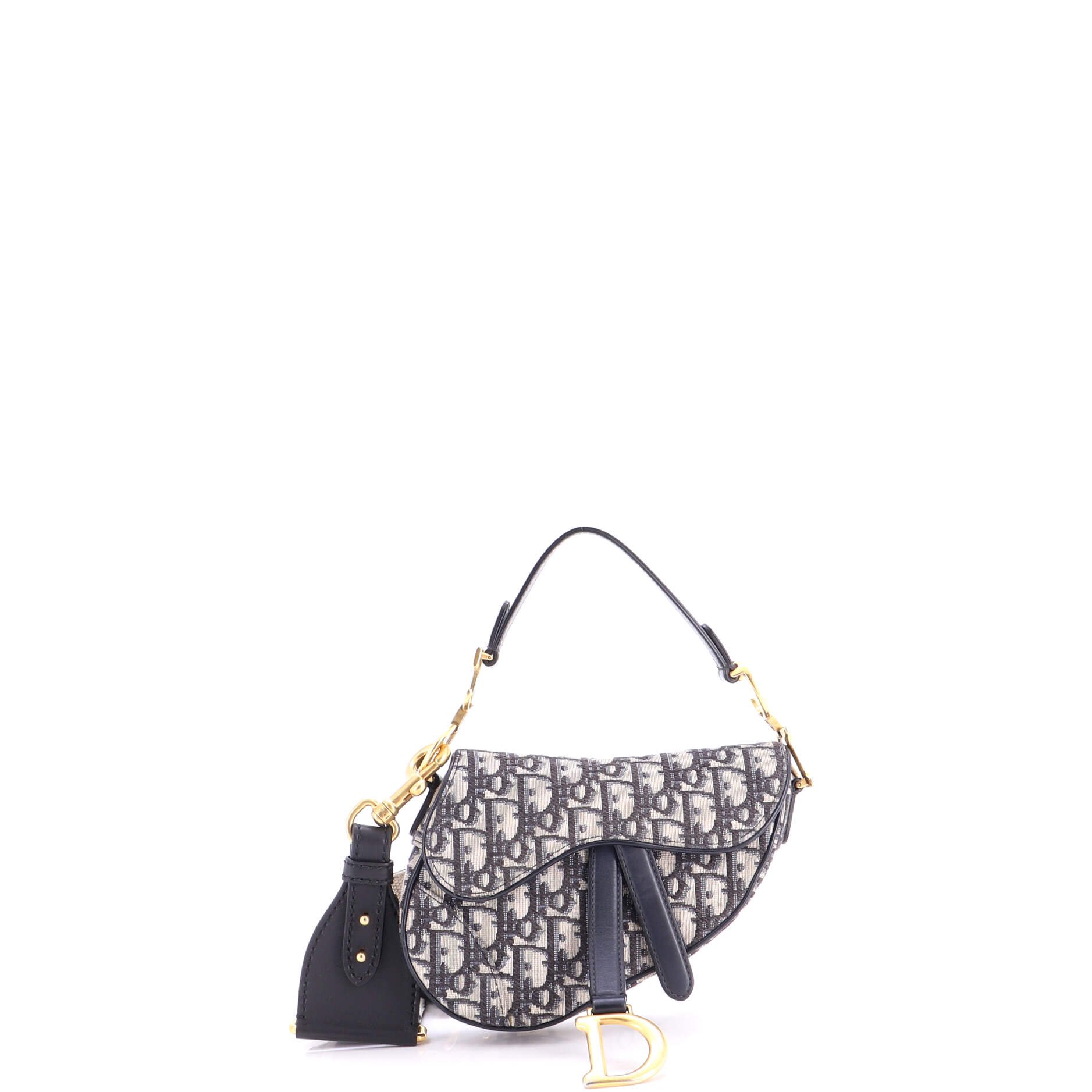 Saddle Handbag with Strap Oblique Canvas Mini