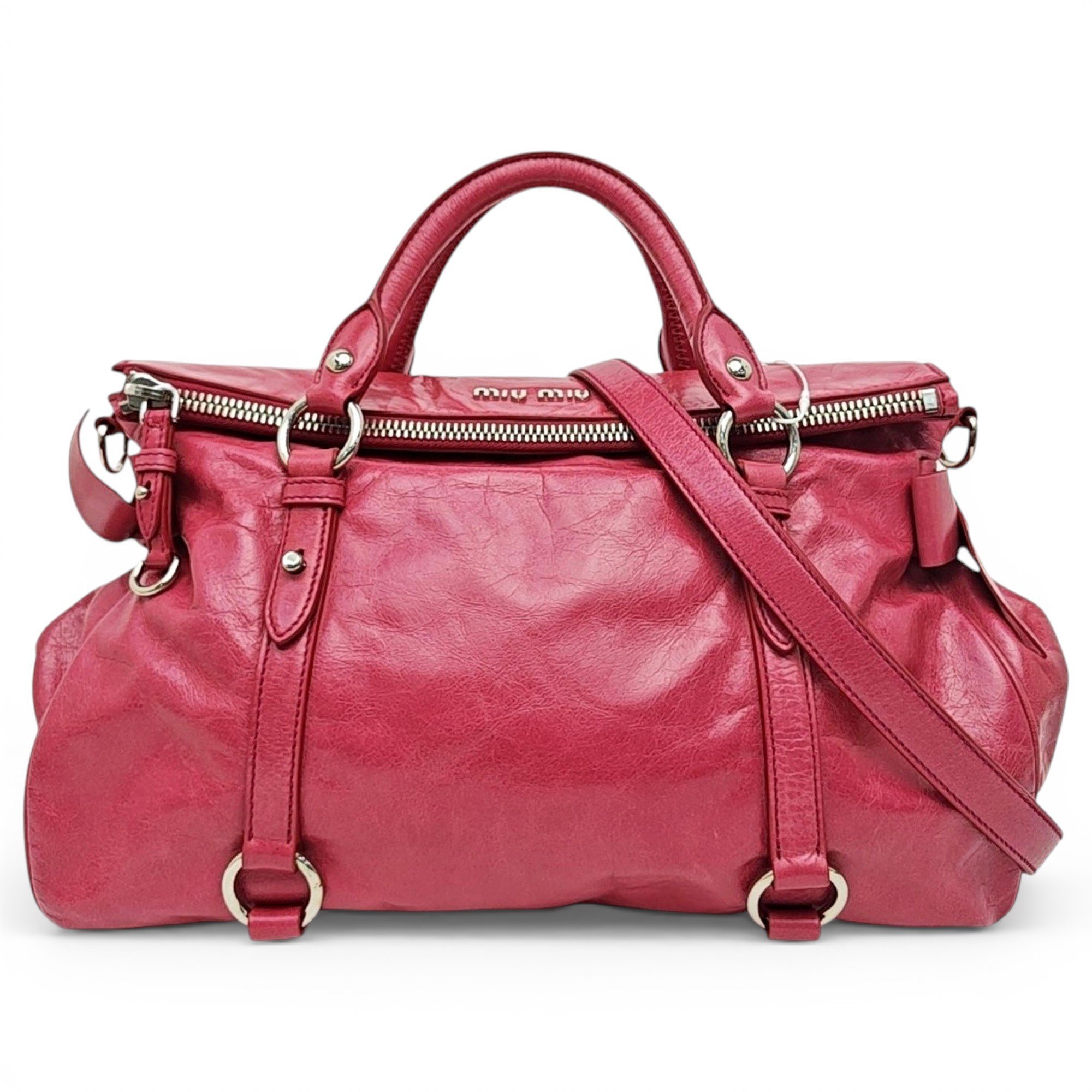 Bow bag leather handbag