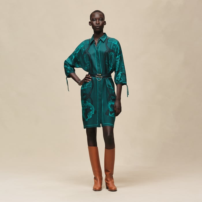Vert Pin Robe Inspiration Chemise Imprimé « ferronnerie Remix »
