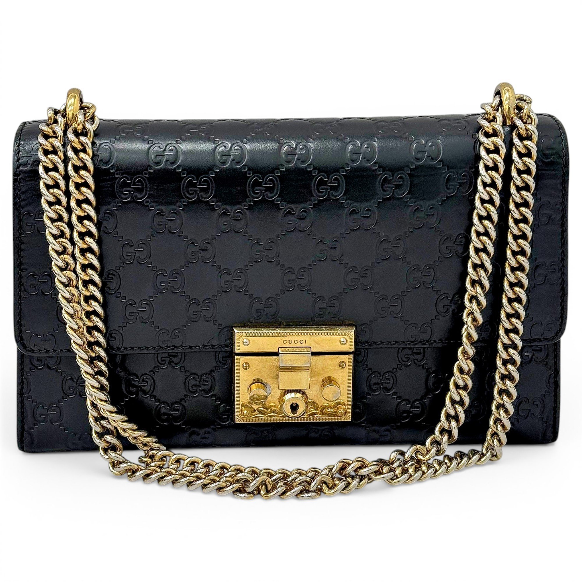 Padlock leather handbag