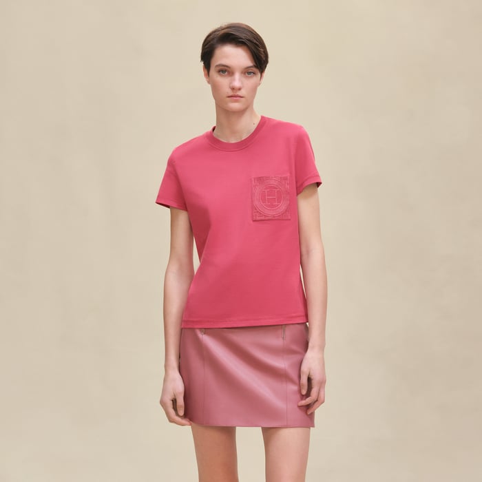 Rose Framboise Embroidered Pocket T-shirt
