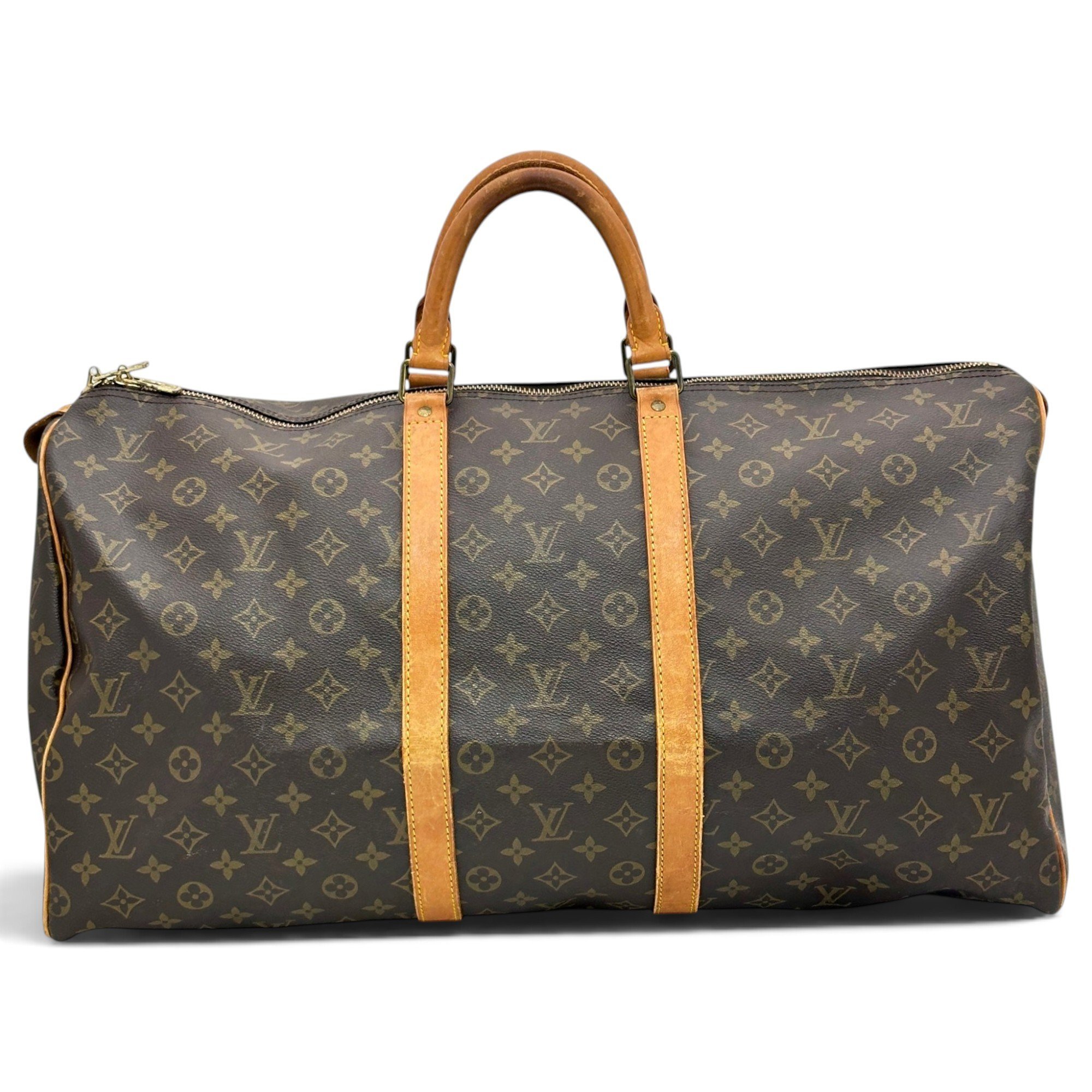 Louis Vuitton Keepall leather travel bag