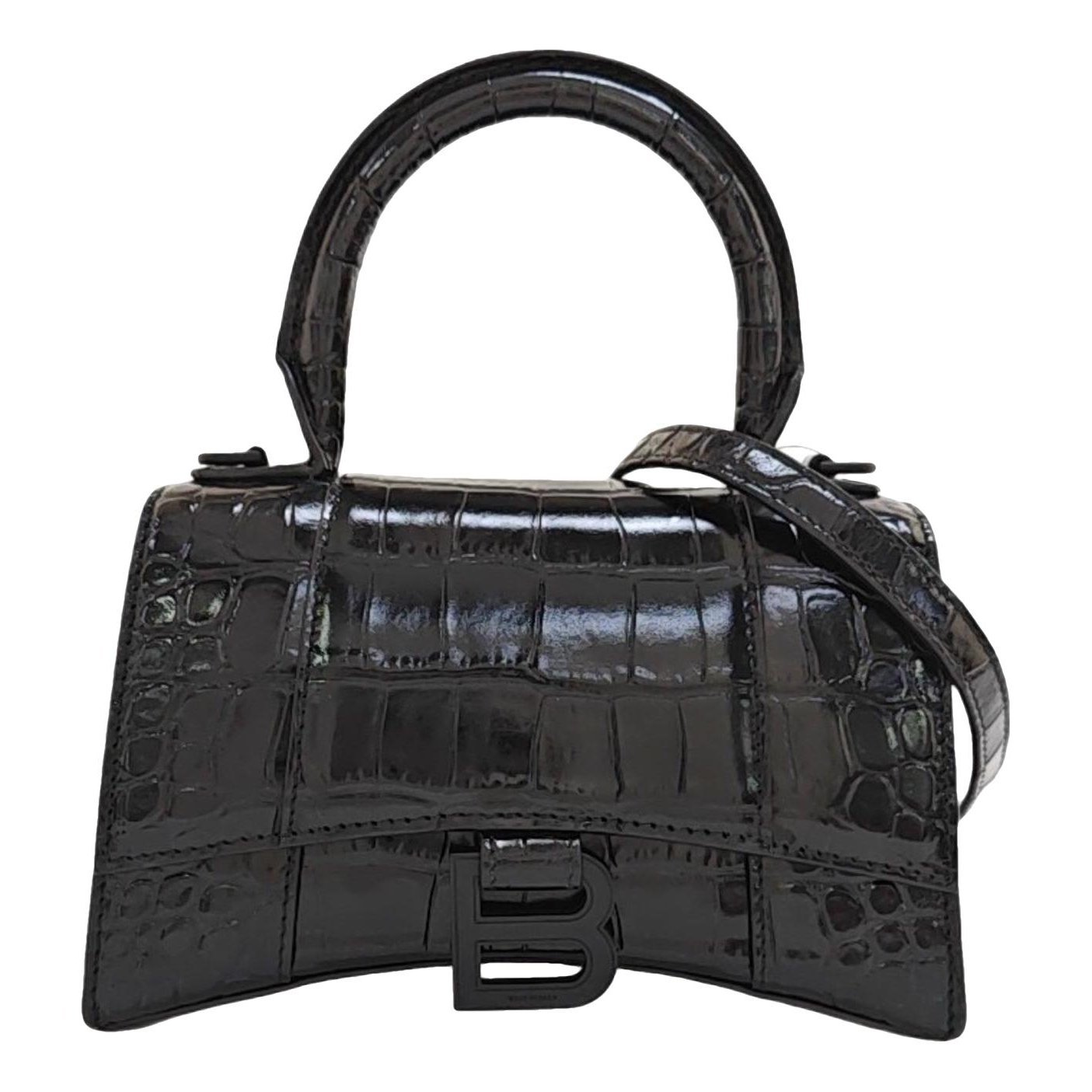 Hourglass leather handbag