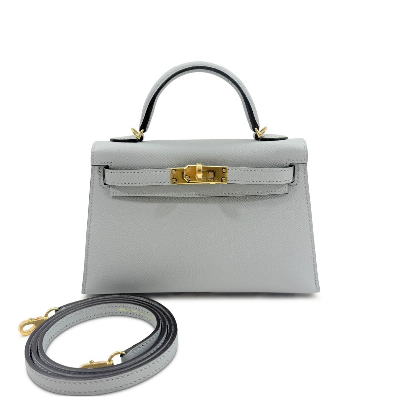 Hermes Bleu Glacier Epsom Mini Kelly II Gold Hardware, 2025