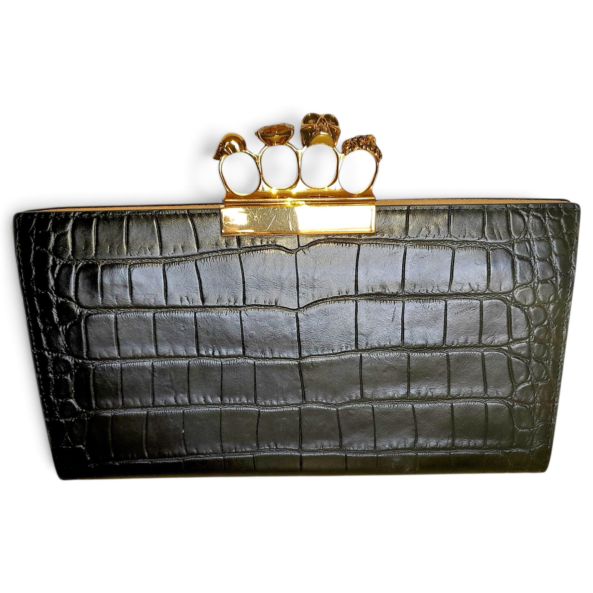Alexander McQueen Skull leather clutch bag