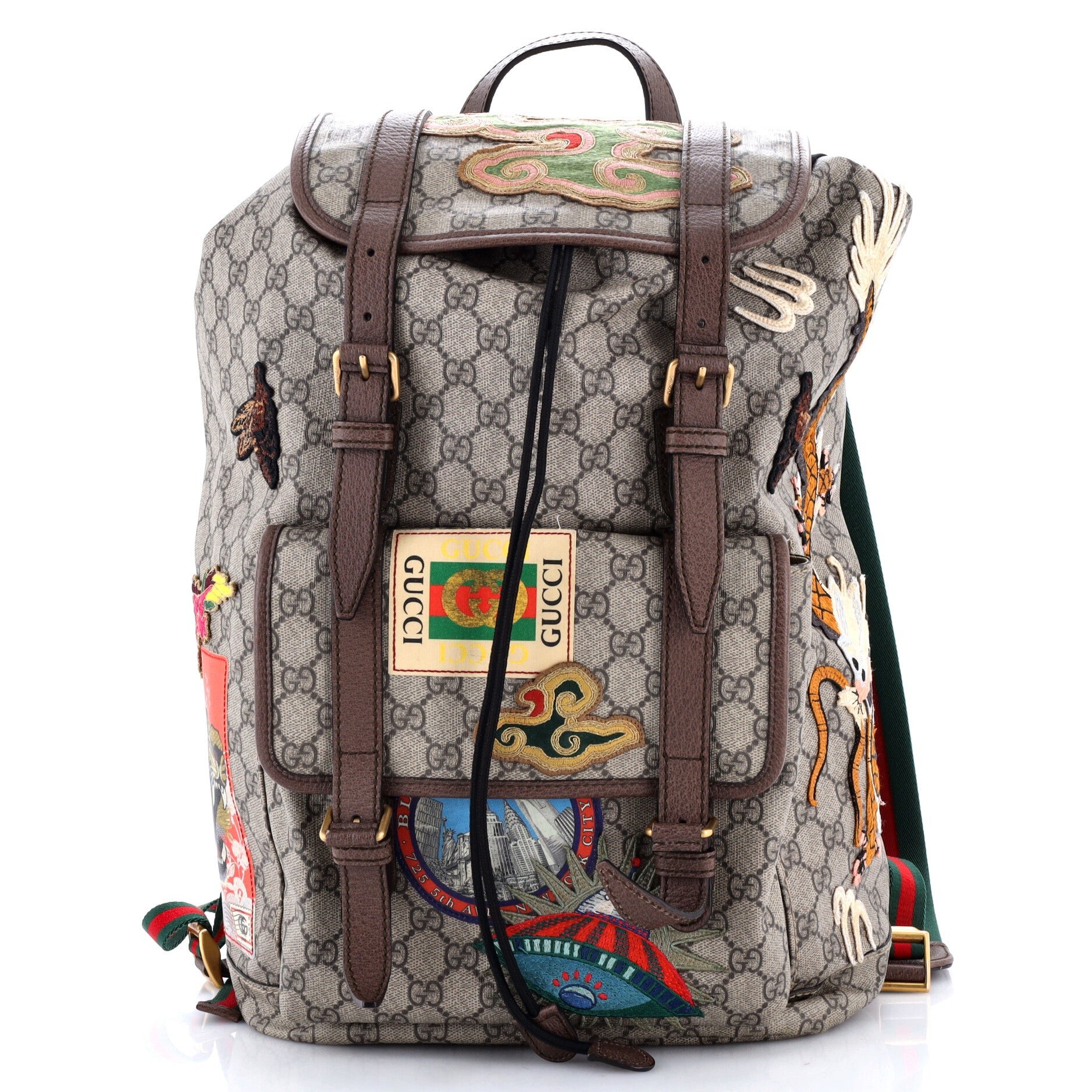 Courrier Soft Backpack GG Coated Canvas with Applique Large