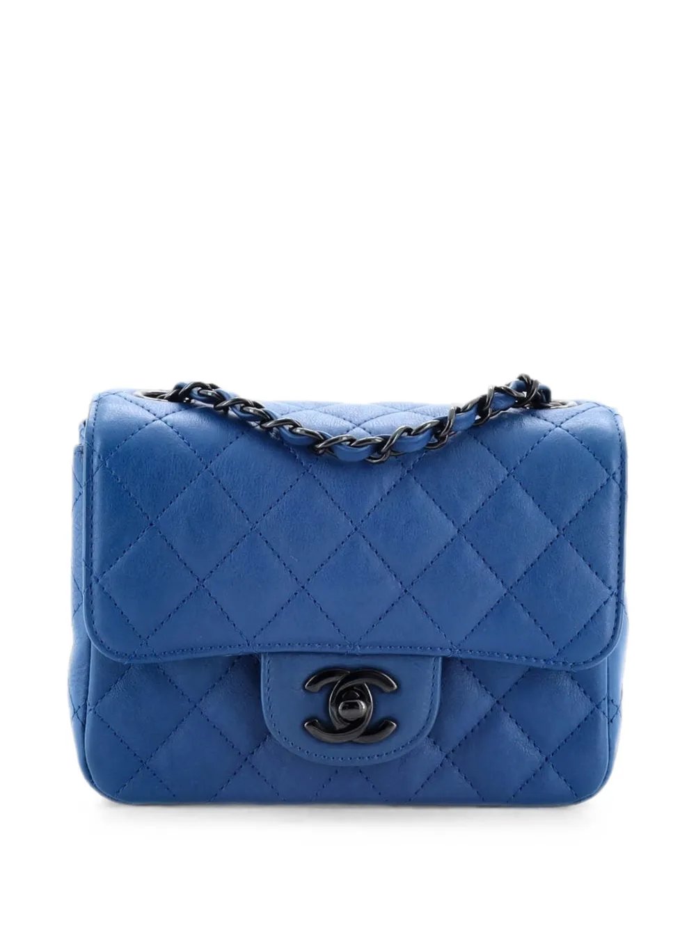 So Black Square Classic Single Flap Bag Quilted Crumpled Calfskin Mini crossbody bag