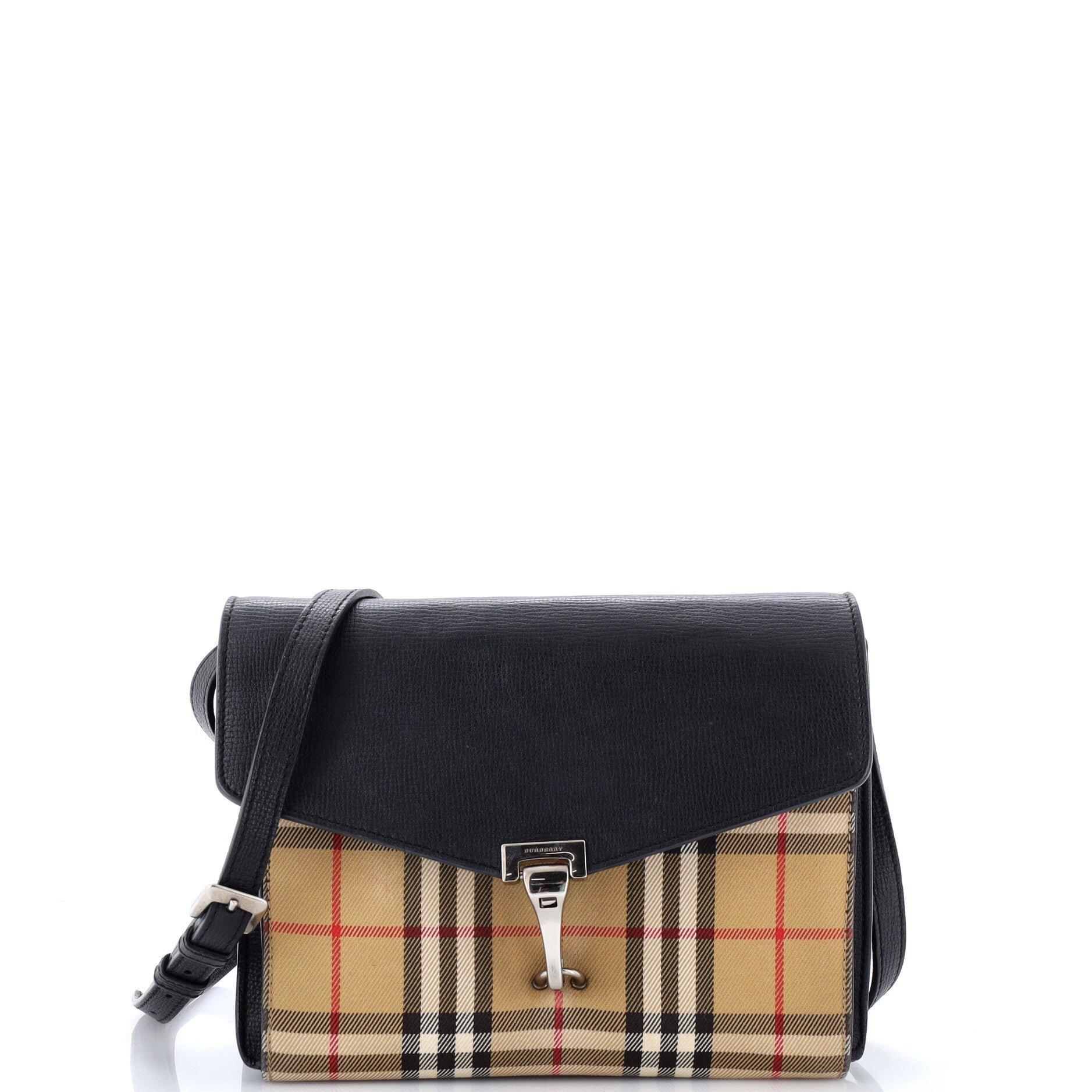 Macken Crossbody Bag Leather and Vintage Check Canvas Small