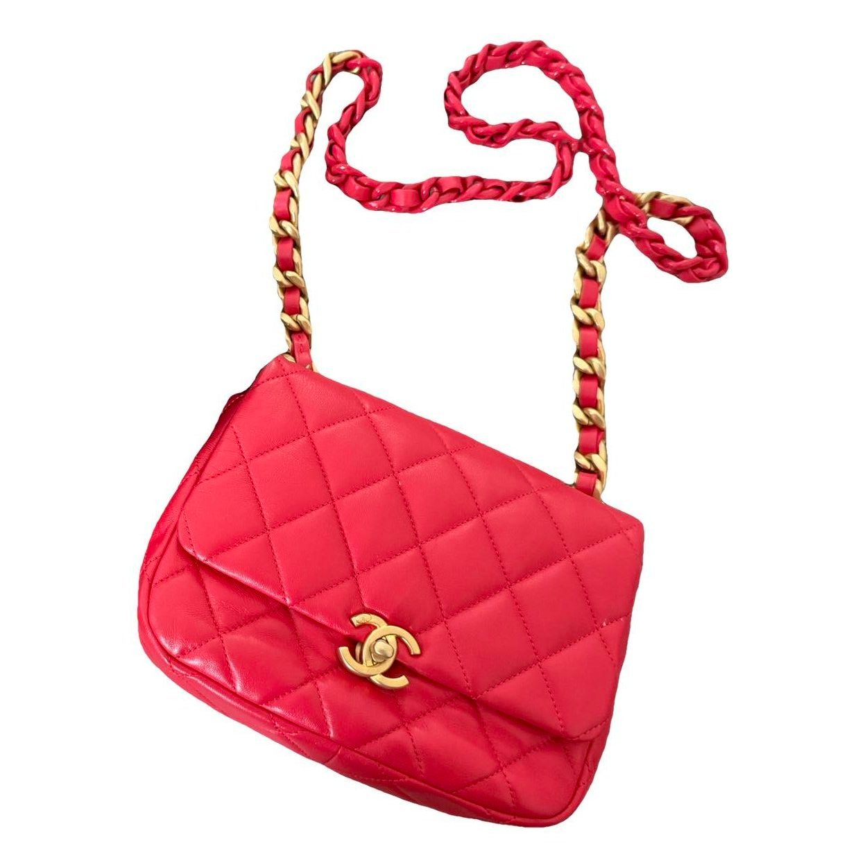 Trendy CC leather crossbody bag