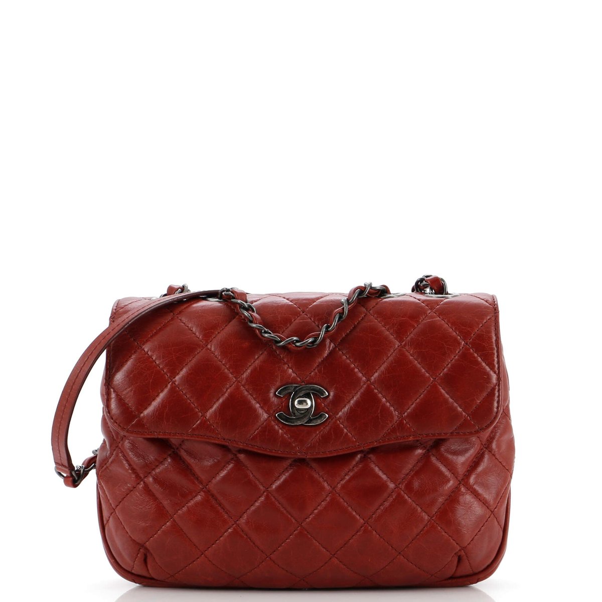 Chanel CC Turnlock Accordion Shoulder Bag Quilted Aged Calfskin