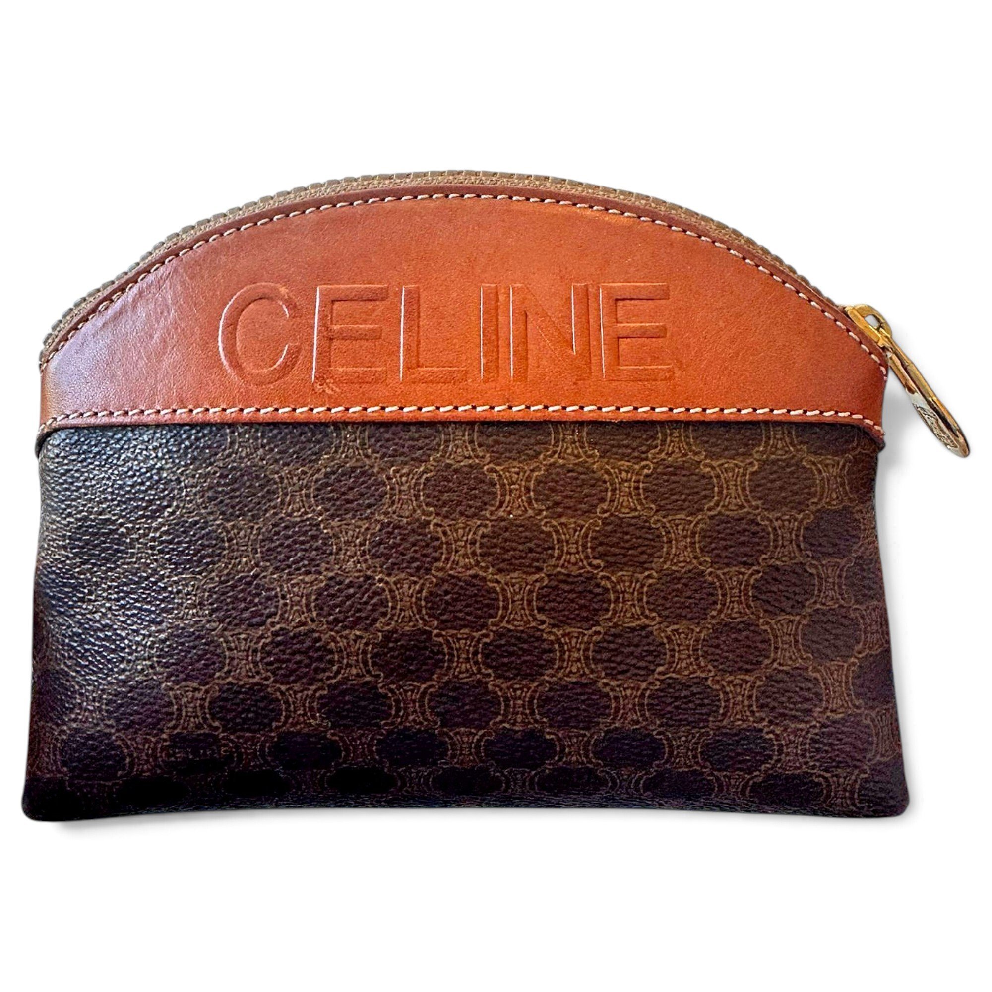 Triomphe Vintage leather clutch bag