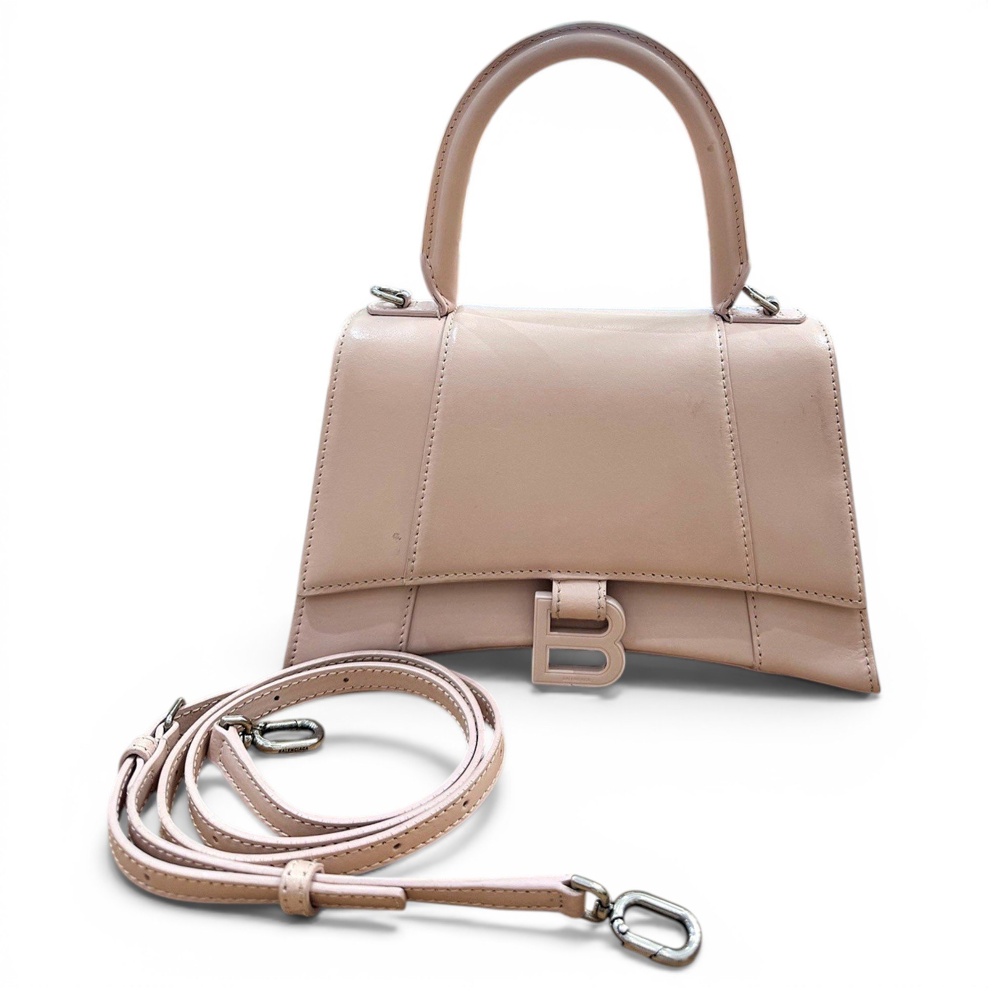 Hourglass leather handbag