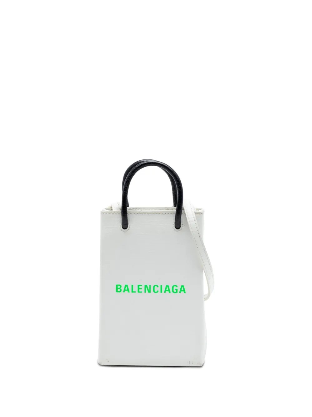 Balenciaga 2020 Mini Calfskin Logo Shopping Phone Holder satchel