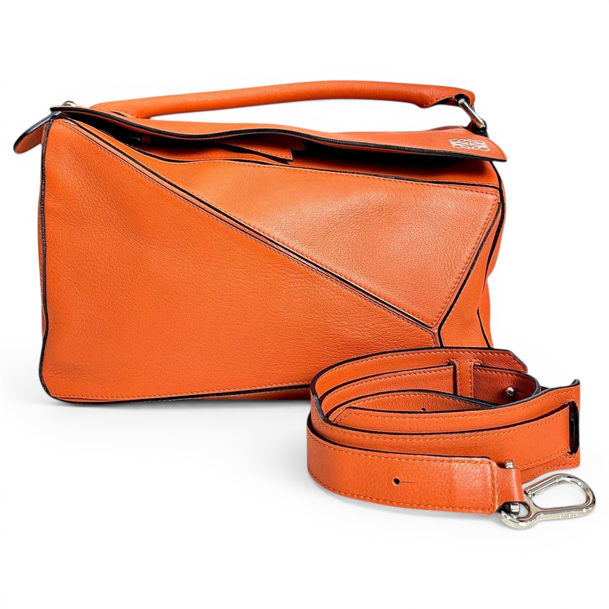 Puzzle leather handbag